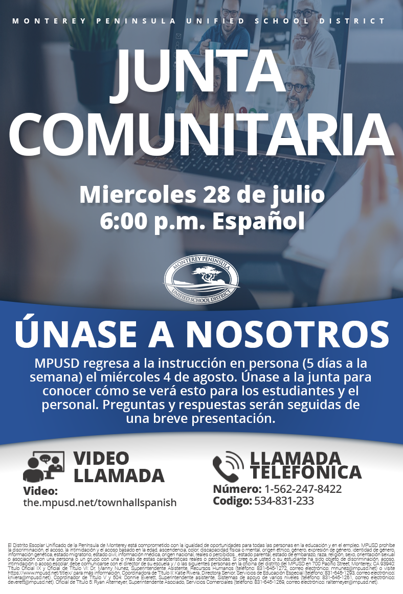 Districtwide Town Hall Flyer Spanish